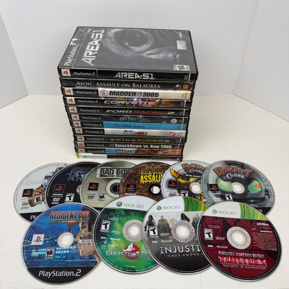 Lot of 22 PS2/Xbox 360/Pc games Resident Evil Dead Aim-Area 51-Spider Man